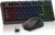 BlueFinger Wireless Gaming Keyboard and Mouse Combo, Long Lasting Rechargeable Battery 87 Keys RGB Rainbow Backlit Gaming Keyboard & Ergonomic Light Up Gaming Mice for Mac Laptop Computer PC Gamer